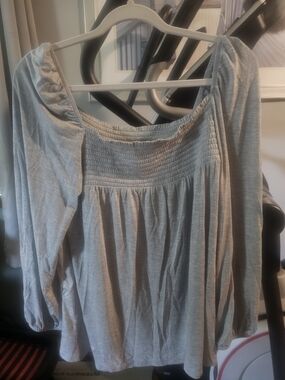 Grayson Threads Gray Smocked Square-Neck Long Sleeve Tunic